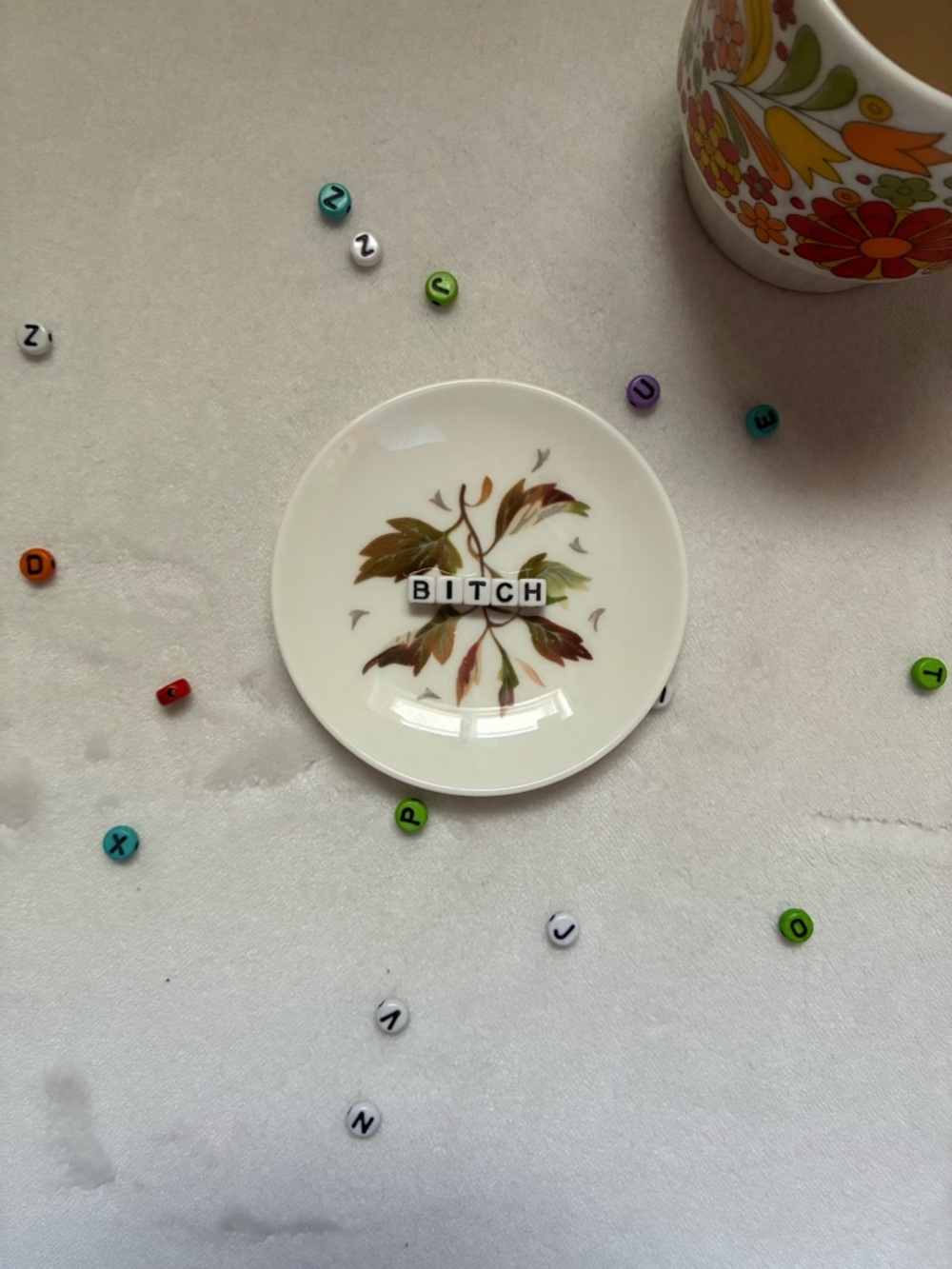 Vintage Floral Mini Plate | Funny Trinket Dish | Cottagecore Decor - Picture 6 of 8